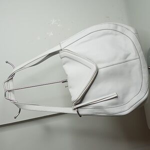 Vince Camuto- Leather Fold over Shoulder/ Tote/Messenger Bag - White Swan